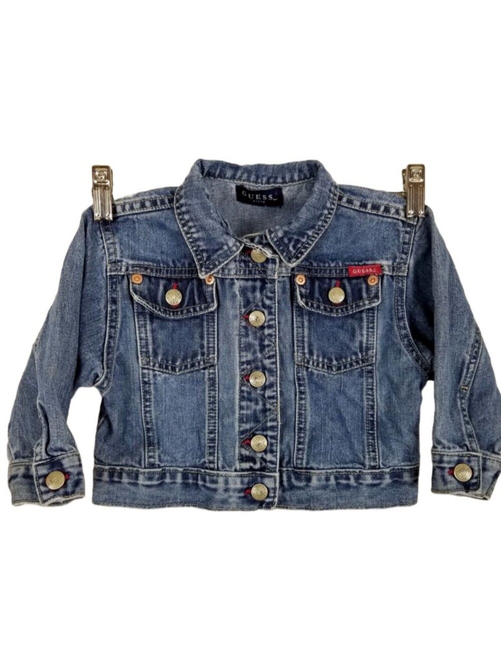 Guess Girls snap button front denim blazer with pockets size 2T